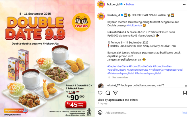 Promo Hokben (Instagram)